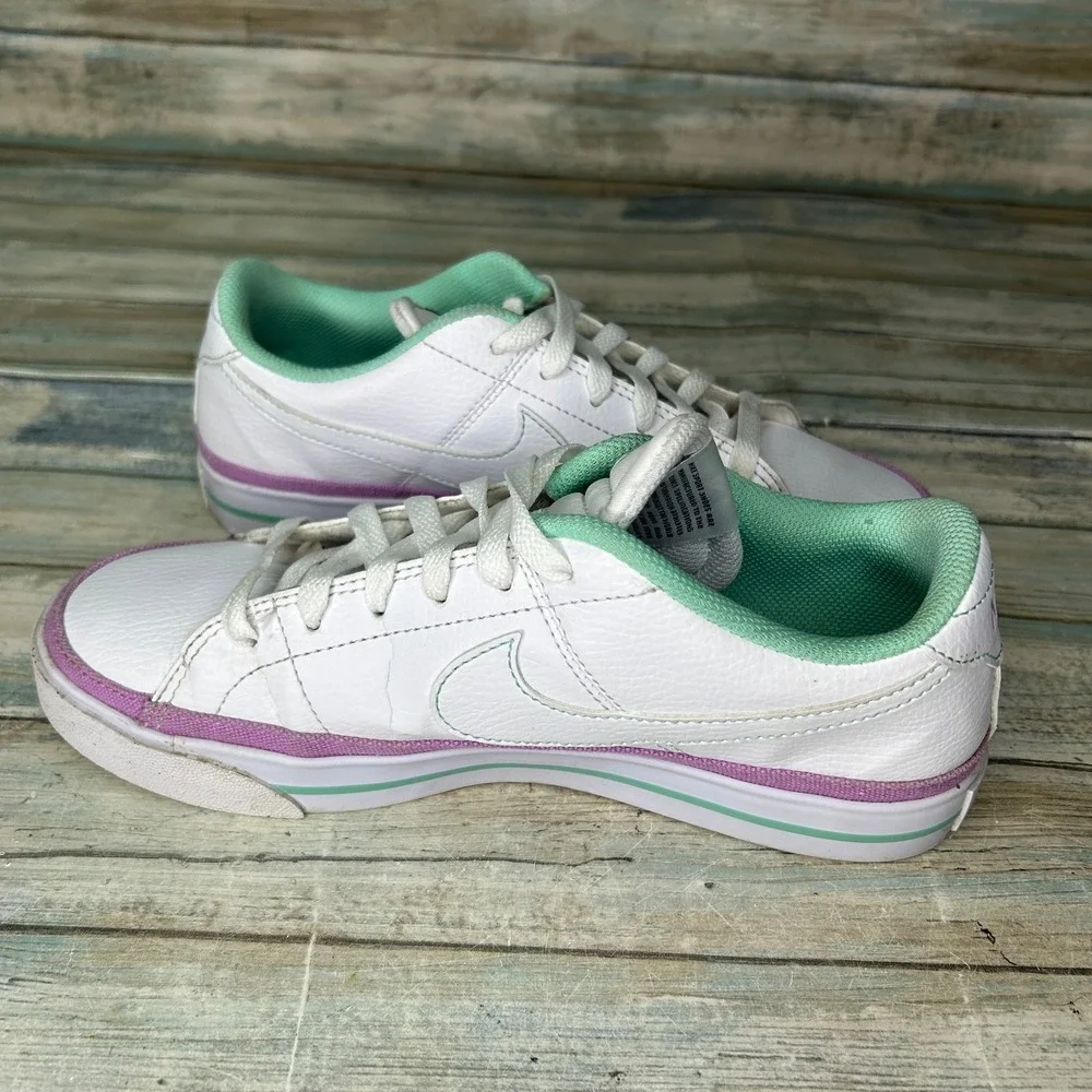 Nike White Sneakers with Mint Green and Lavender Trim